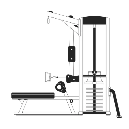 Seated Cable Row Machine Flat Monochrome Isolated Vector Object Gym Equipment Close Grip Pull Weighted Cable Editable Black And White Line Art Drawing Simple Outline Spot Illustration For Design Illustration