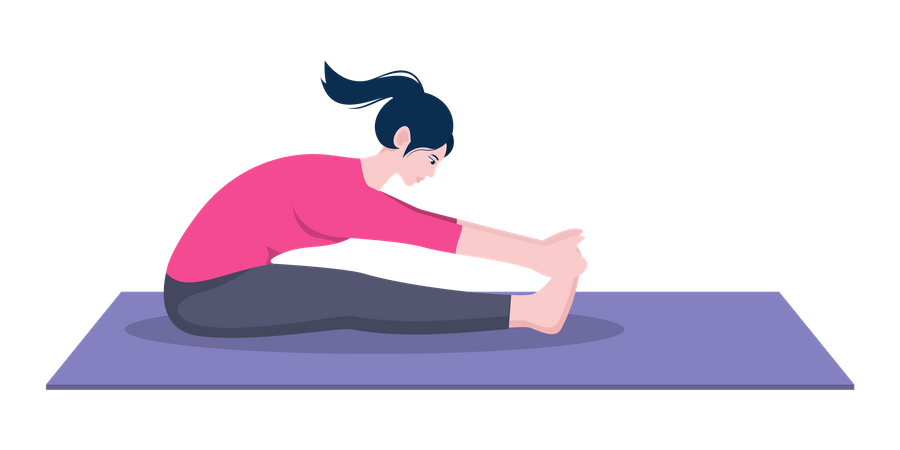 Seated forward fold pose  Illustration