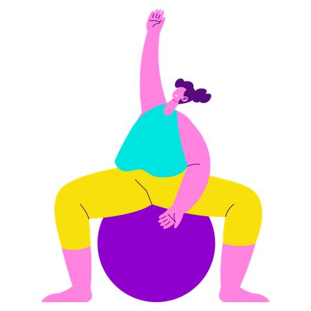 Seated Goddess Pose Side Stretch Ball  Illustration