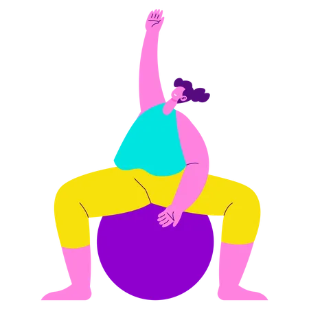 Seated Goddess Pose Side Stretch Ball  Illustration