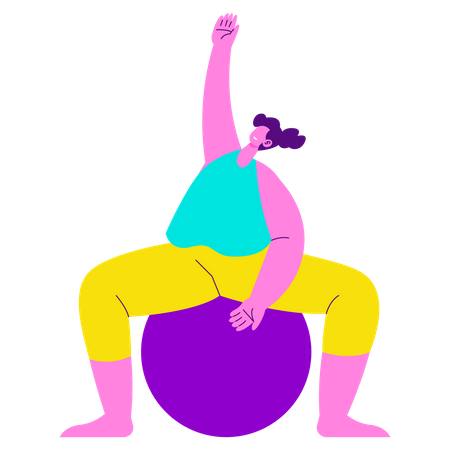 Seated Goddess Pose Side Stretch Ball Illustration