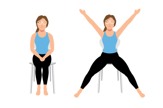 Seated jumping jacks exercise  Illustration