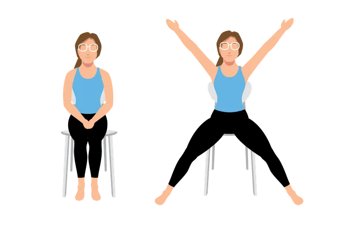 Seated jumping jacks exercise  Illustration