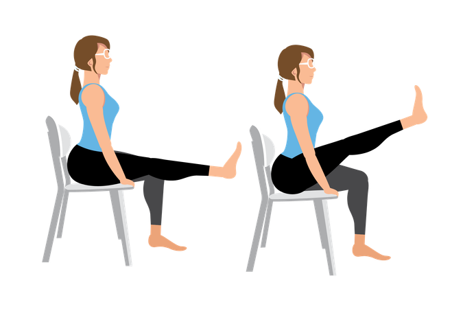 Seated leg lifts workout  Illustration