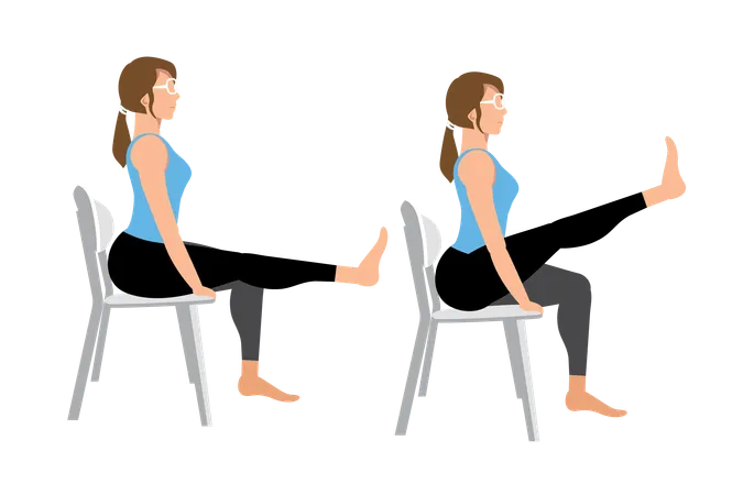 Seated leg lifts workout  Illustration