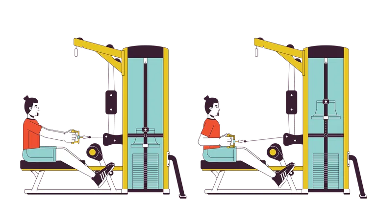 Seated row machine  Illustration
