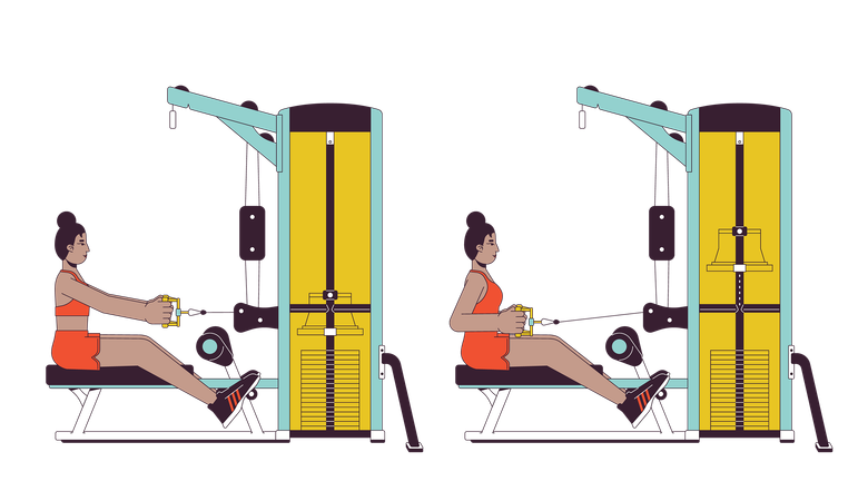 Seated row machine  Illustration