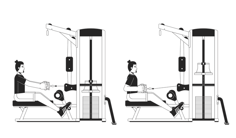 Seated row machine  Illustration