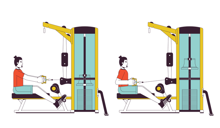 Seated row machine  Illustration