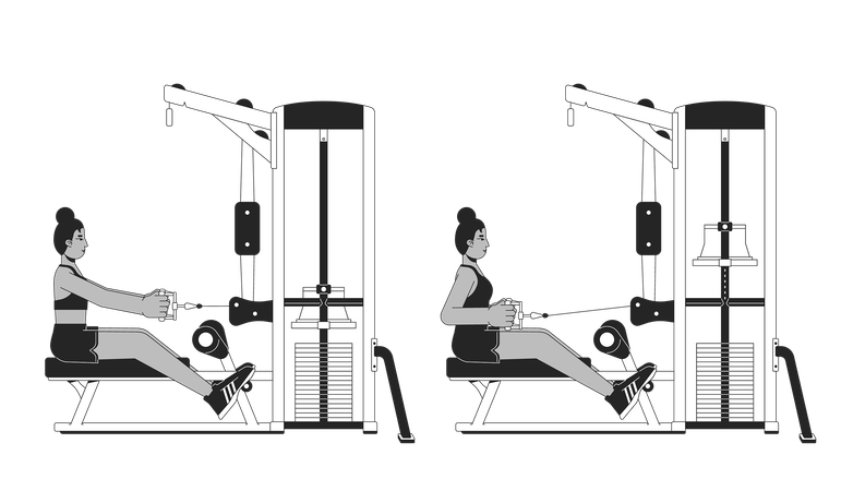 Seated row machine  Illustration