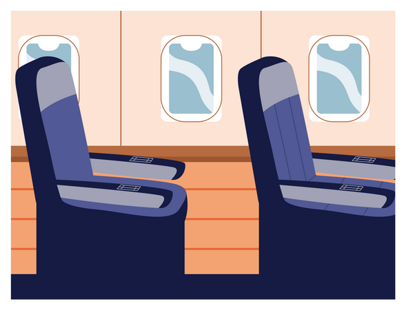 Seats in plane near windows  Illustration