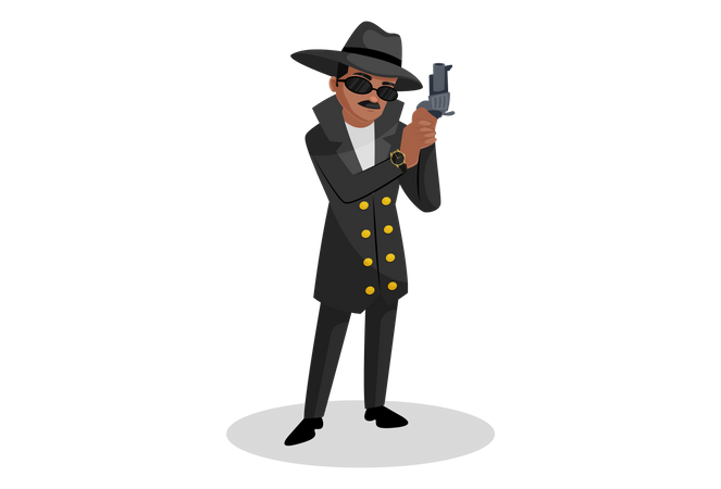 Secret agent holding gun Illustration