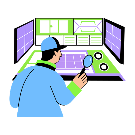 Secret investigator finding clues  Illustration