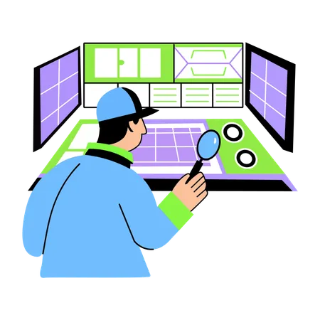 Secret investigator finding clues  Illustration