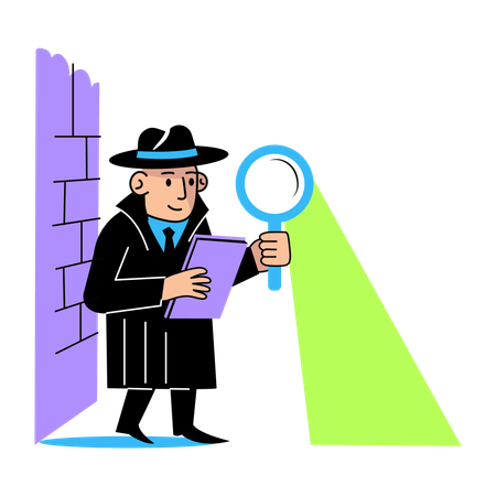 Secret investigator finding clues  Illustration