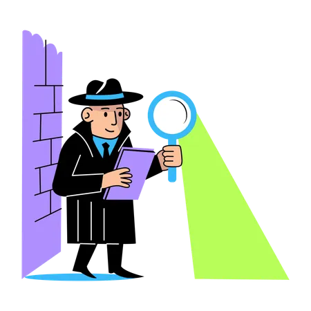 Secret investigator finding clues  Illustration