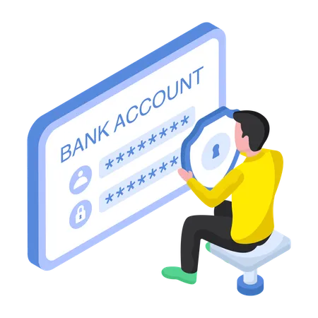 A Flat Design Illustration Of Secure Bank Account Illustration