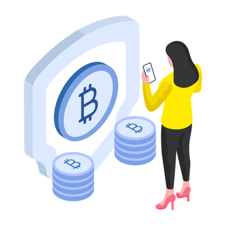 Secure Bitcoin Currency  イラスト