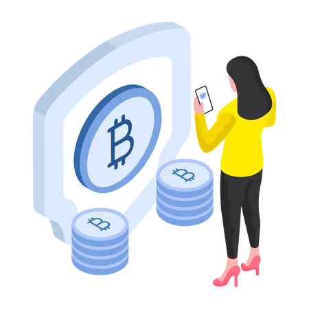 Secure Bitcoin Currency  イラスト