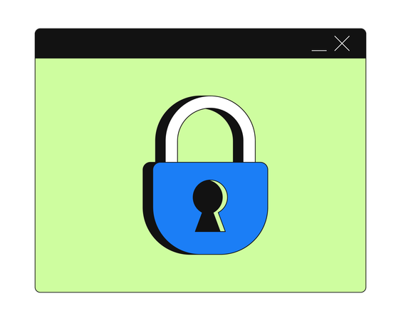 Secure browser window with padlock  Illustration