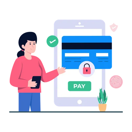 Vector Design Of Secure Card Payment Illustration