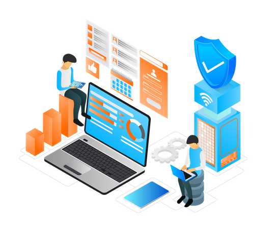 Secure cloud storage  Illustration