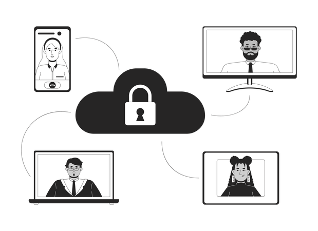 Secure cloud storage meeting  Illustration