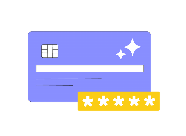 パスワード保護付きの安全なクレジットカード  イラスト