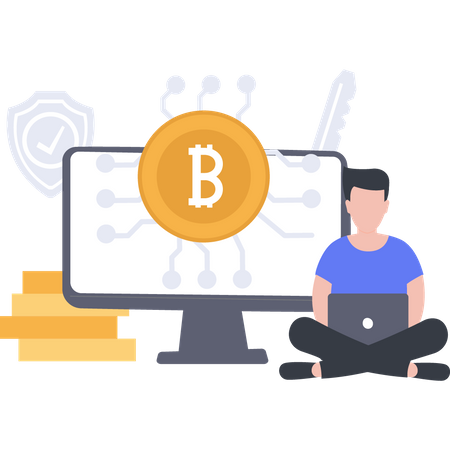 Secure cryptocurrency Illustration