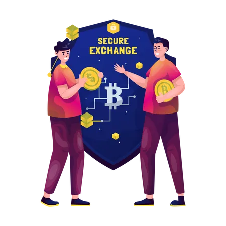 Secure currency exchange Illustration
