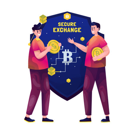 Secure currency exchange  Illustration