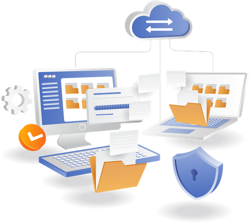 Secure file transfer between computers  Illustration