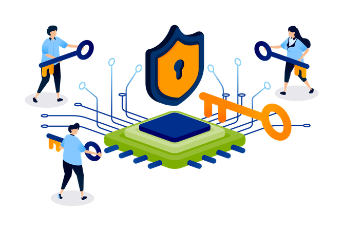 Secure Financial Network System Designed for Customers With Exclusive Key Access and Control  Illustration