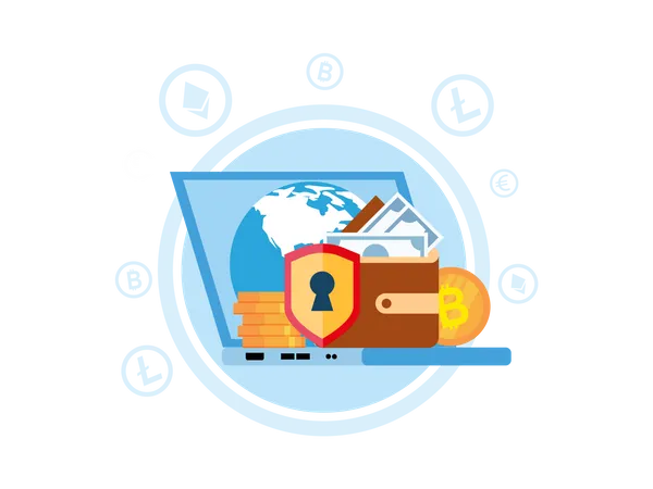 Secure global money transfer  Illustration