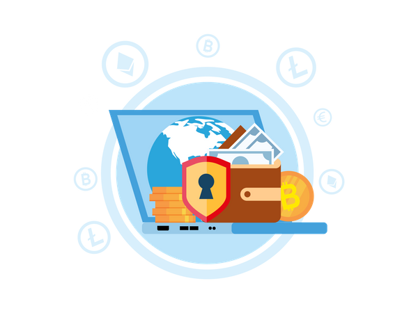 Secure global money transfer  Illustration