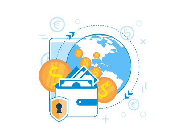 Secure International Money Exchange  Illustration