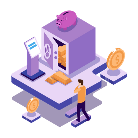 Secure investment in vault  Illustration