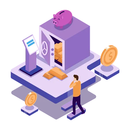 Secure investment in vault  Illustration