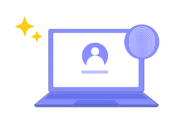 Secure Laptop Login with Fingerprint Authentication  Illustration
