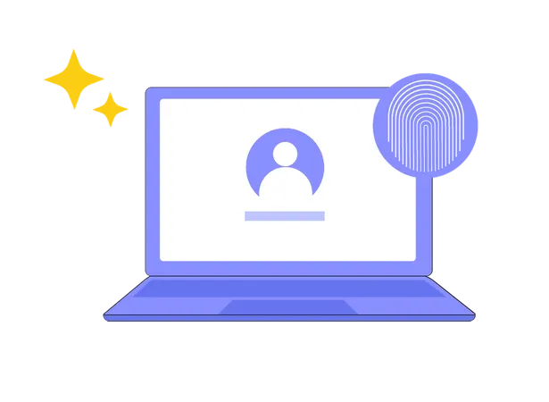 Secure Laptop Login with Fingerprint Authentication  Illustration