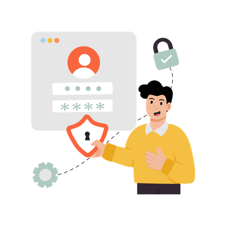 Secure Login credentials applied by employee  Illustration