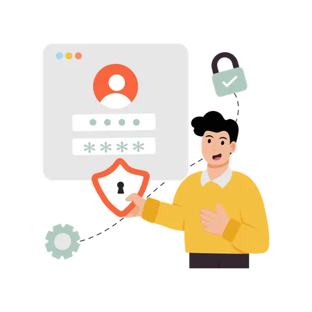 Secure Login credentials applied by employee  Illustration