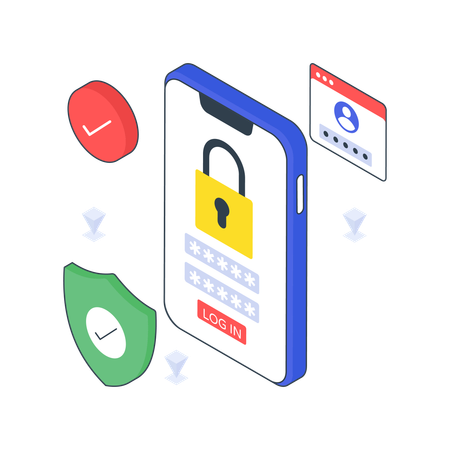 Secure Login on mobile  Illustration