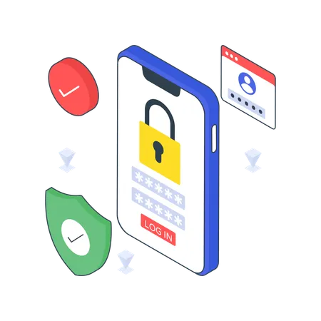 Secure Login on mobile  Illustration