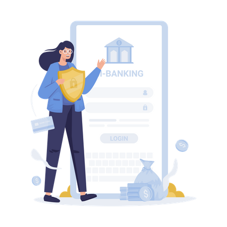 Secure mobile banking  Illustration