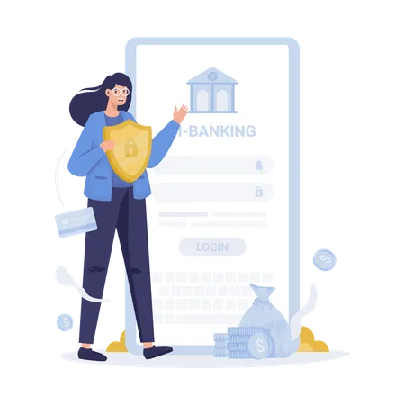Secure mobile banking  Illustration