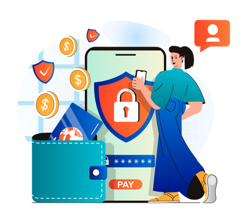 Secure mobile banking app Illustration