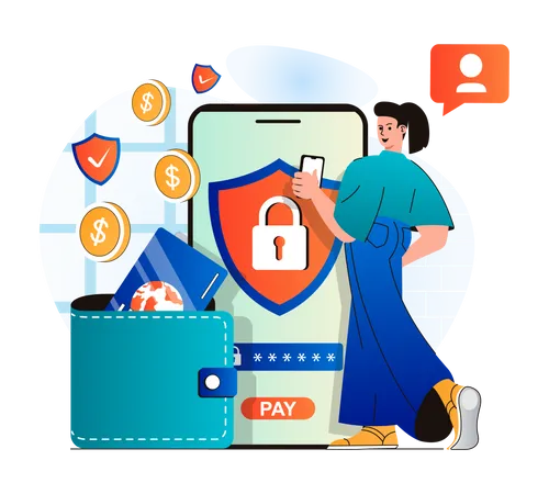 Secure mobile banking app Illustration