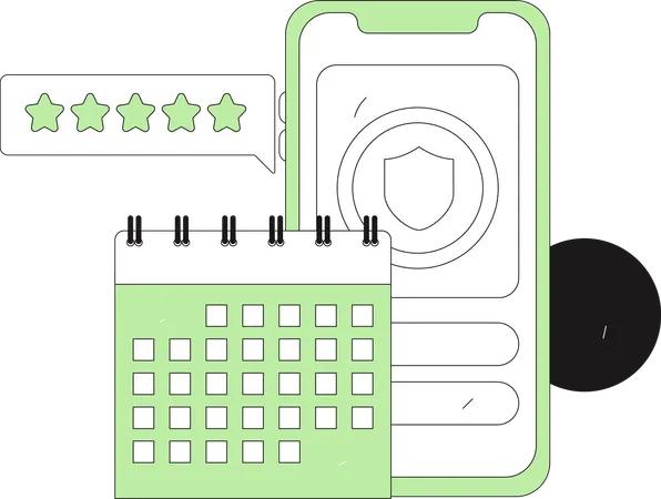 Secure mobile calendar app  Illustration