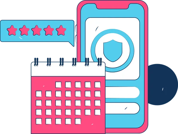 Secure mobile calendar app  Illustration